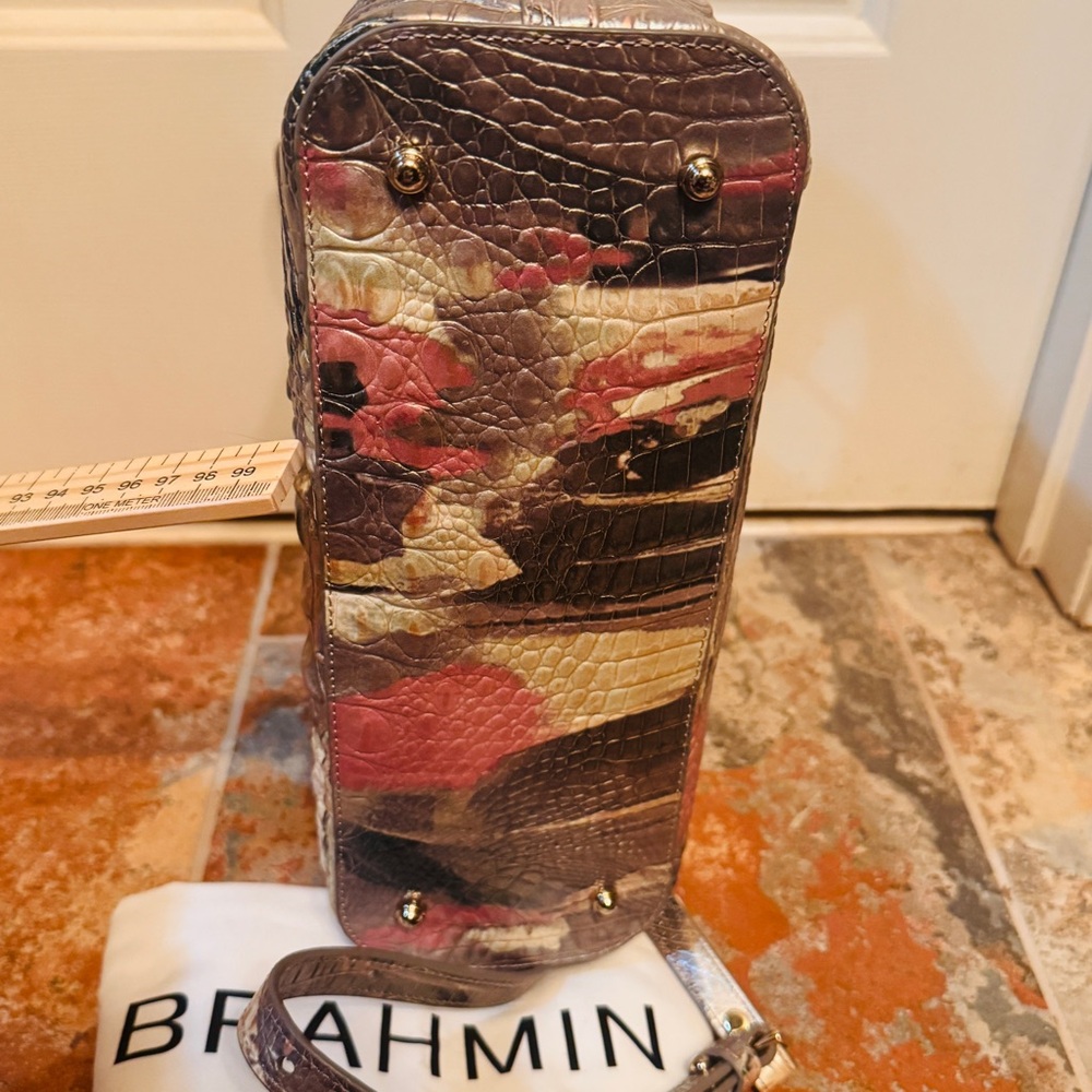 RARE COLOR! Brahmin Genuine Leather Croc Embossed Mini Asher in Muse Melbourne! - Picture 10 of 16